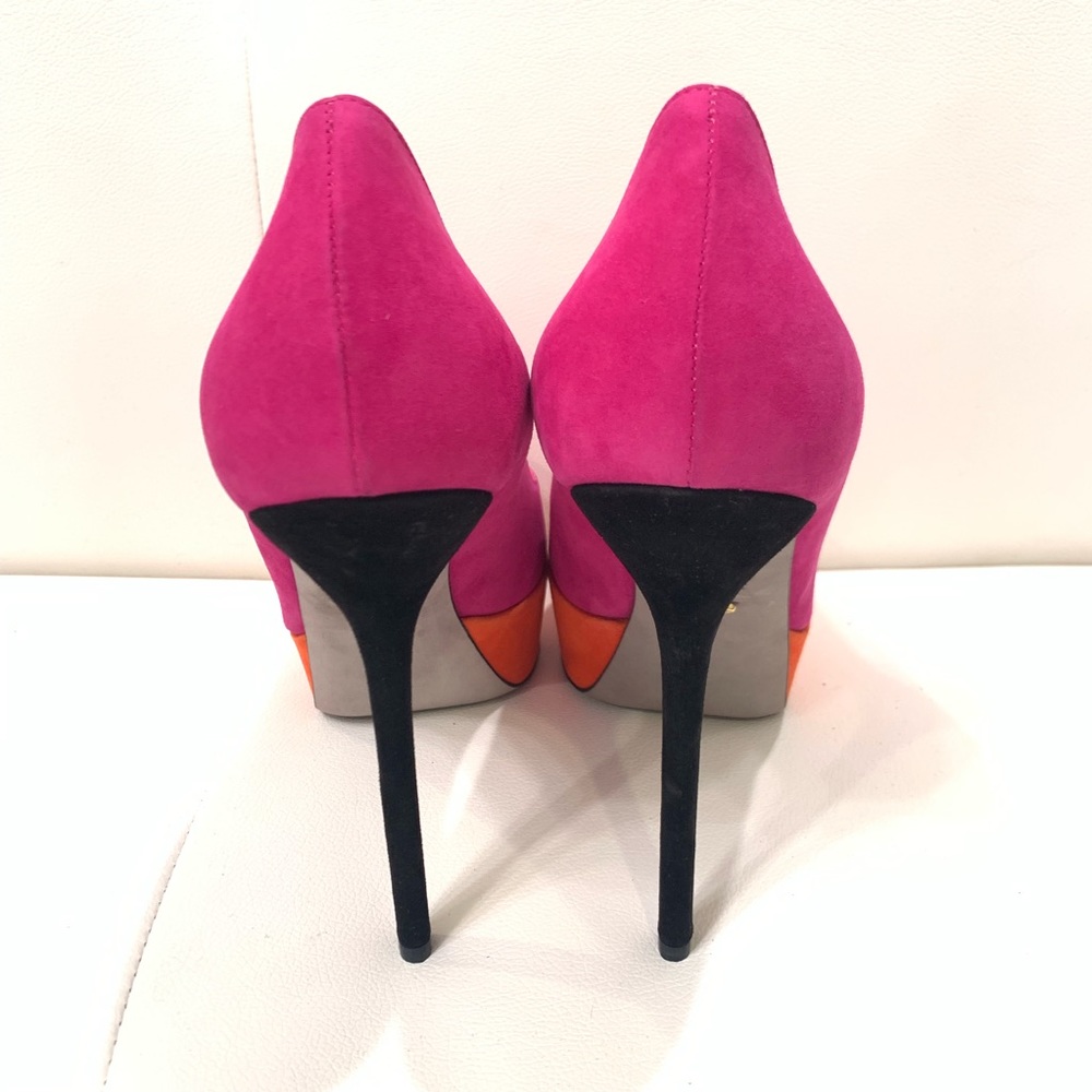 SERGIO ROSSI Multi Color Suede Pumps Sz 39.5 - Picture 5 of 6